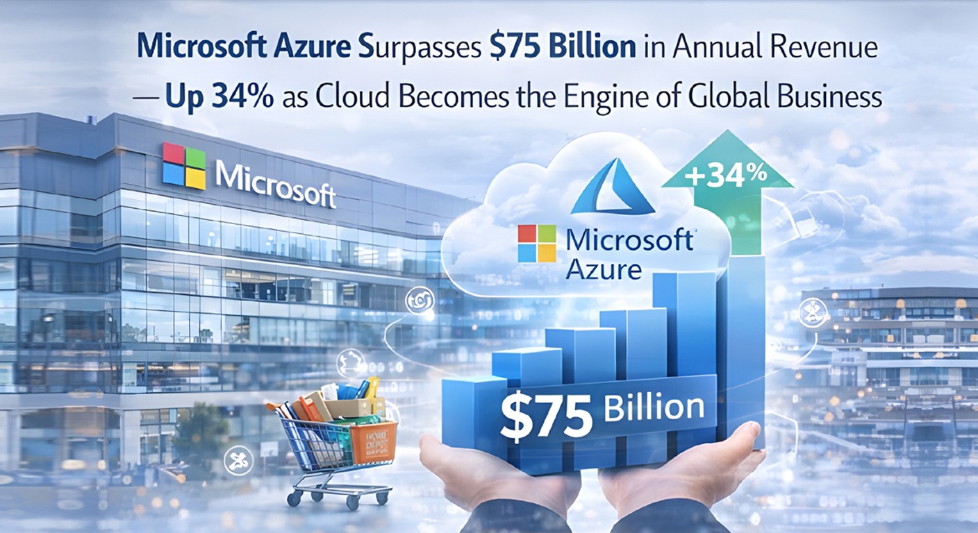 Microsoft Azure Surpasses $75 Billion in Annual Revenue — Up 34% as Cloud Becomes the Engine of Global Business
