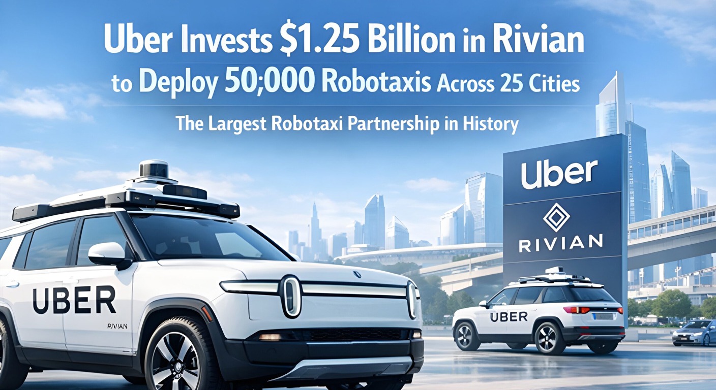 Uber Invests $1.25 Billion in Rivian to Deploy 50,000 Robotaxis Across 25 Cities — The Largest Robotaxi Partnership in History